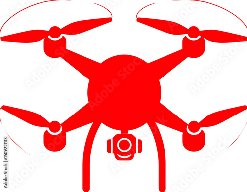 Red Silhouette Drone Clipart Icon, Isolated No Background PNG