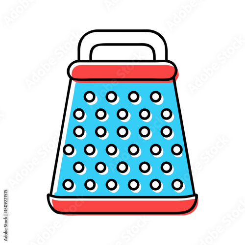Food grater with handle, kitchen accessory.