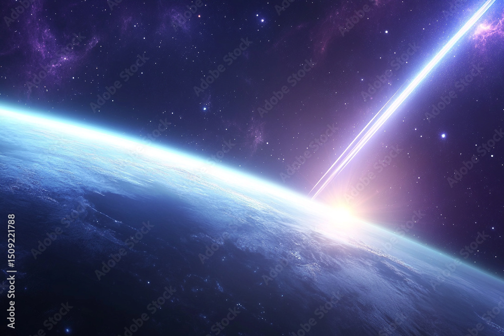 Fototapeta premium Abstract neon jet stream through space