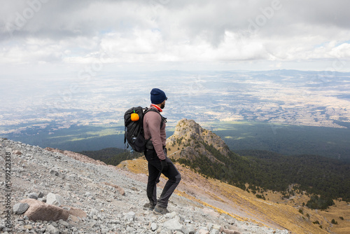 Adventurer Hiking in La Malinche National Park, Mexico