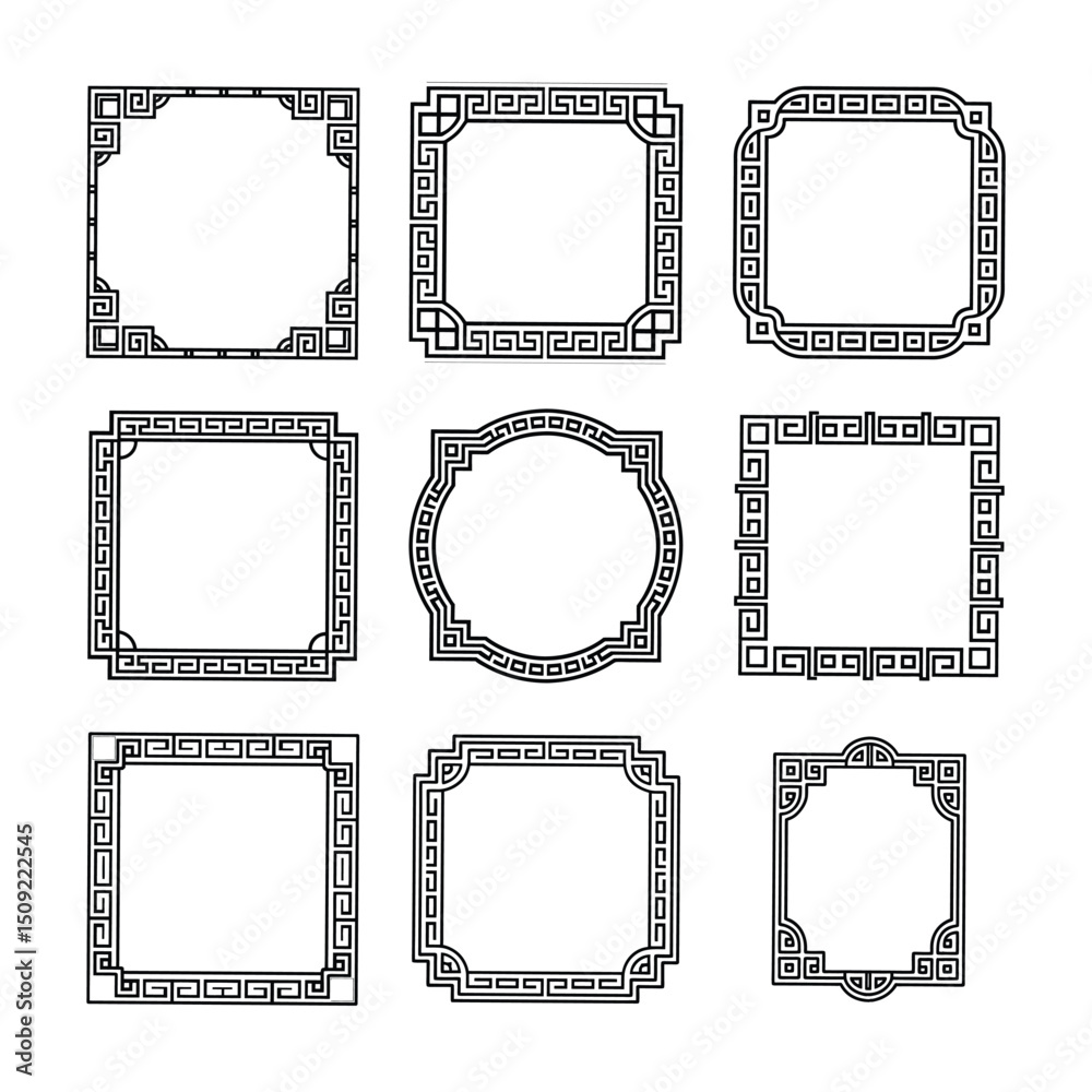 Set of decorative frames with Greek patterns Set of decorative frames with Greek patterns