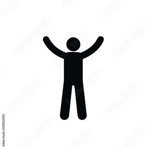 Happy person icon celebrating success achievement