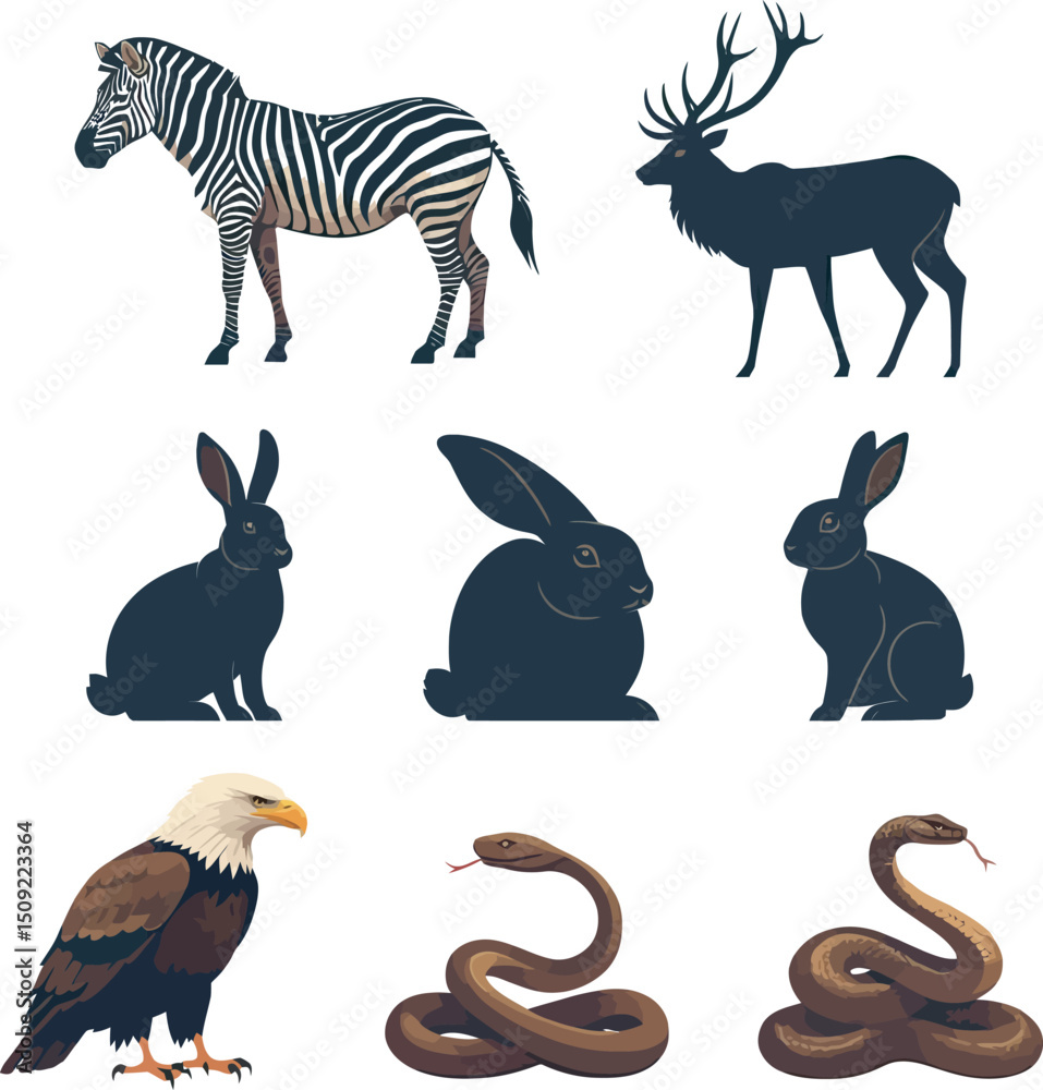 Fototapeta premium Animals Collection Vector and Clipart Illustrations 