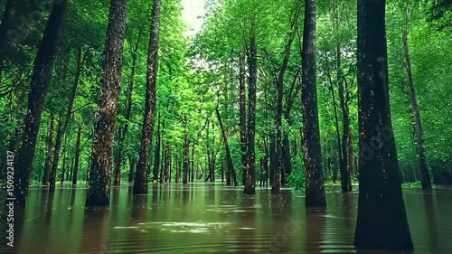 Flooded forest with tall trees