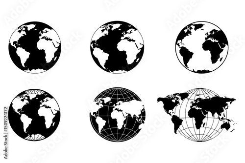 World Map Globe Vector Graphics Diverse Styles for Design Projects