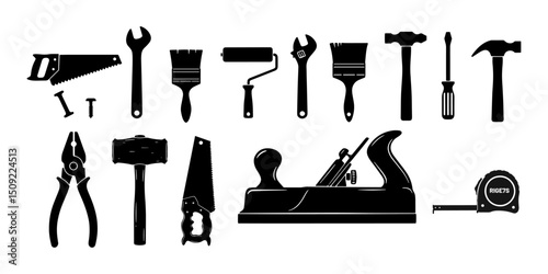 Vector Graphics of Hand Tools DIY, Repair, and Construction Icons