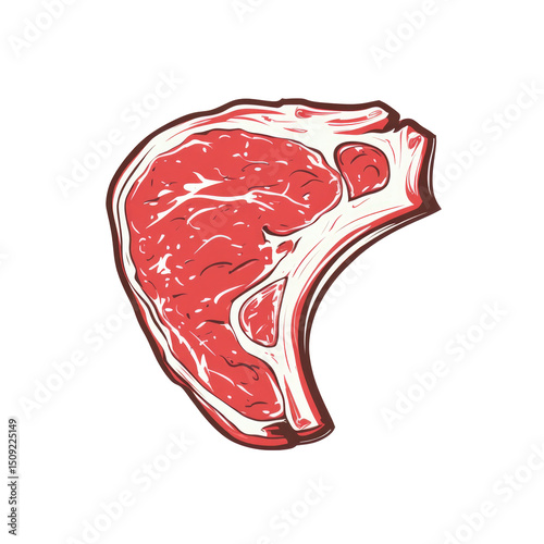 Meat Cut Clipart On Abstract Red Shape With  isolated on a transparent backgroun