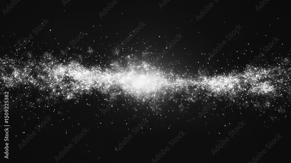 Obraz premium Monochrome image of a galaxy, showing stars and cosmic dust.
