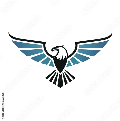 Majestic eagle soaring wings spread wide blue gradient