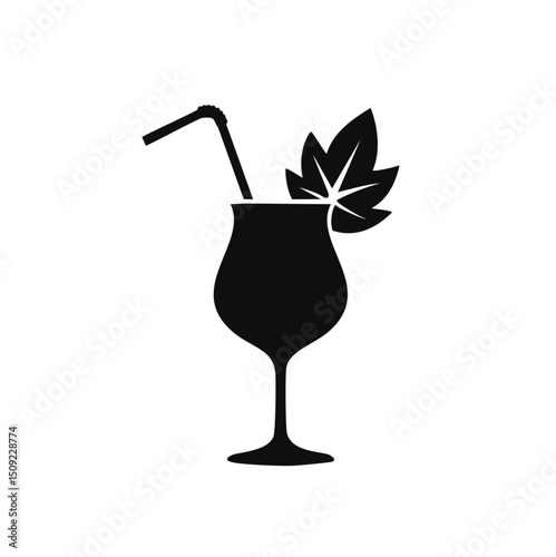 Refreshing summer cocktail drink silhouette icon