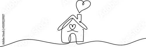 Simple House Line Art Drawings, Heartwarming Home Illustrations