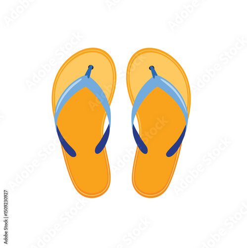 Summer vacation flip flops beach sandals yellow blue