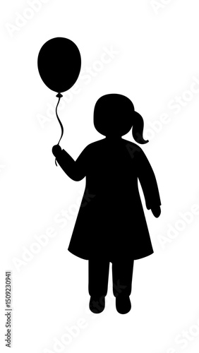 Girl with balloon silhouette PNG icon