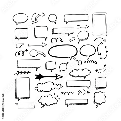 Doodle Speech Bubbles and Arrows - Vector Elements.