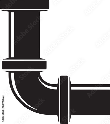 Straight Plumbing Pipe Illustration Vector - Clean Black Silhouette