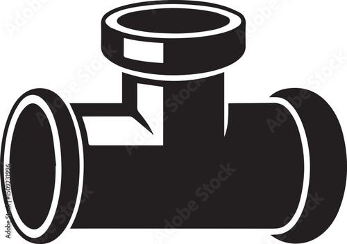 Straight Plumbing Pipe Illustration Vector - Clean Black Silhouette