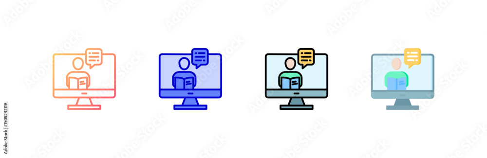 Online Lesson Icon set multiple style collection Online Lesson Icon set multiple style collection