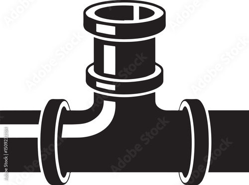 Straight Plumbing Pipe Illustration Vector - Clean Black Silhouette