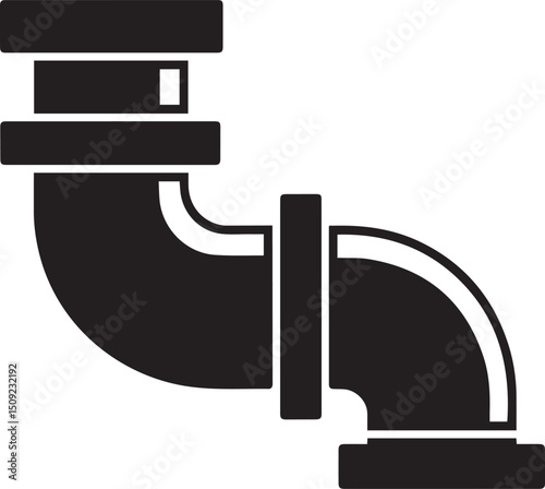 Straight Plumbing Pipe Illustration Vector - Clean Black Silhouette