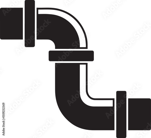 Straight Plumbing Pipe Illustration Vector - Clean Black Silhouette
