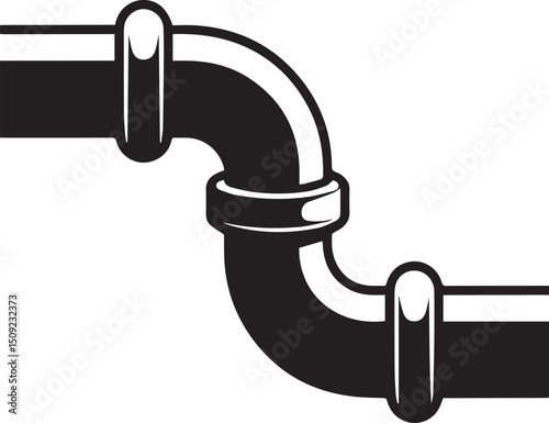 Straight Plumbing Pipe Illustration Vector - Clean Black Silhouette