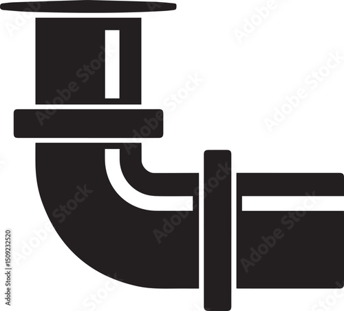 Straight Plumbing Pipe Illustration Vector - Clean Black Silhouette
