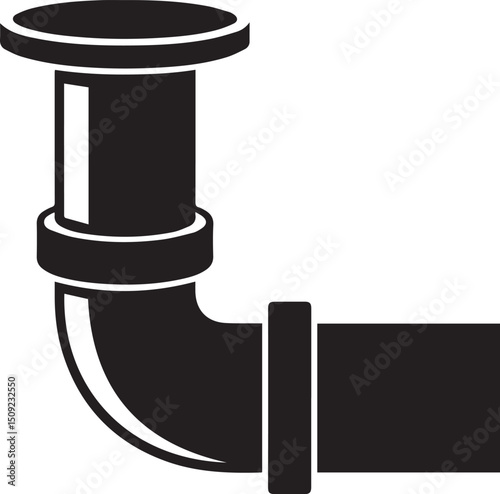 Straight Plumbing Pipe Illustration Vector - Clean Black Silhouette
