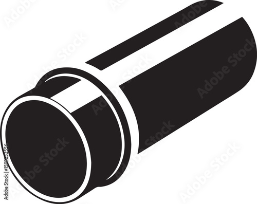 Straight Plumbing Pipe Illustration Vector - Clean Black Silhouette