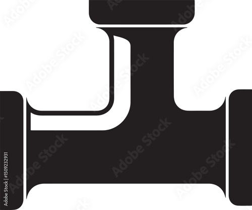 Straight Plumbing Pipe Illustration Vector - Clean Black Silhouette