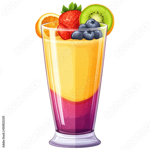 Smoothie Clipart Layered Fruit Colo  isolated on a transparent background