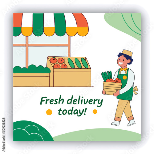 Young Asian woman coming home from grocery shopping, taking out fresh fruits and vegetables from a reusable shopping bag on the kitchen counter. She is taking photos of the fresh produces with smartph