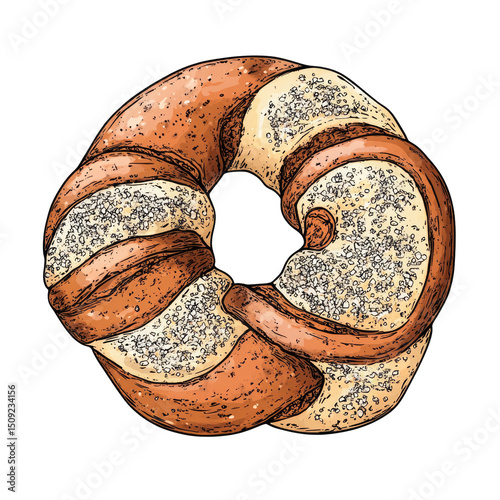 Stylized Vector Drawing Of German Pretzel  isolated on a transparent background