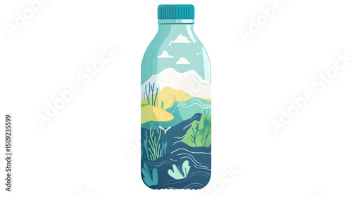 Water Bottle Label Flat Vector No  isolated on a transparent background
