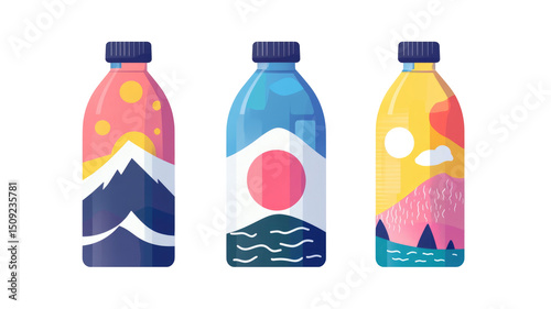 Water Bottle Label Flat Vector No  isolated on a transparent background