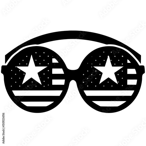 Eye-catching sunglasses vector for 4th of July—silhouette style with patriotic vibe, ideal for party decor and online graphics.