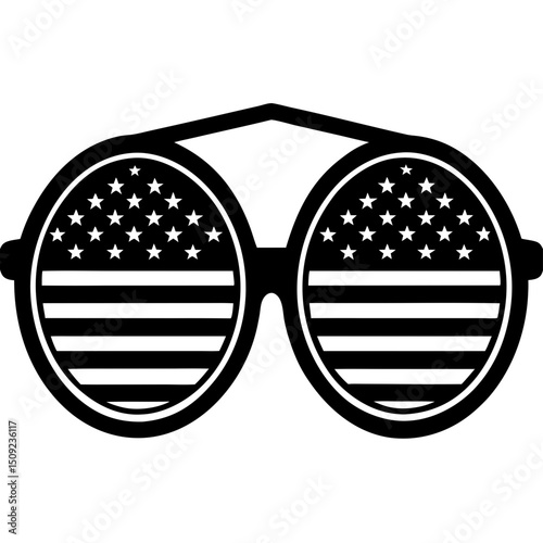 4th of July sunglasses silhouette clipart—easy to use in design software for festive banners, digital ads, and print projects.