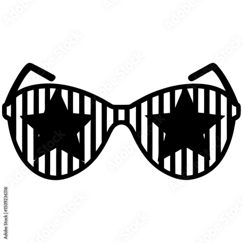 Silhouette sunglasses vector for 4th of July—ideal for use in American-themed design kits, stickers, and celebration merchandise.