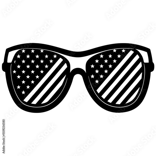 Creative 4th of July sunglass vector in silhouette form—perfect for graphic design projects, merch branding, and printable Independence Day assets.
