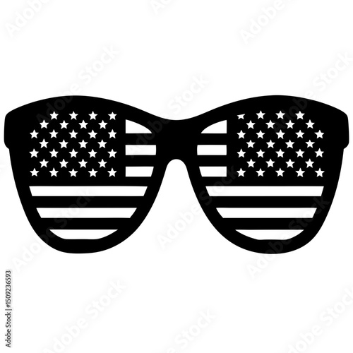 Retro-style American sunglasses silhouette design—ideal for creative Independence Day t-shirts, online stores, and patriotic event promotions.