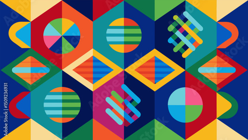 A colorful mosaic with each tile representing a different genetic disorder.. Vector illustration