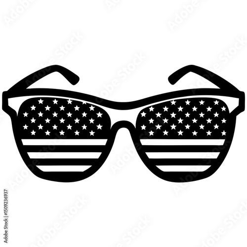 Star-spangled sunglasses silhouette vector for 4th of July use—perfect for marketing, t-shirt prints, posters, or retro summer badges.