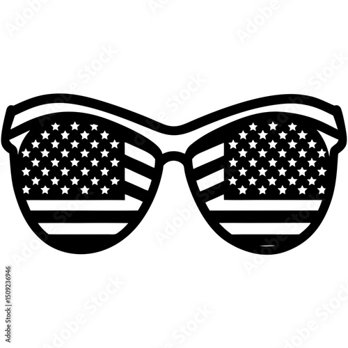 Independence Day sunglass silhouette featuring flag pattern—great for themed merchandise, design templates, and event graphics.