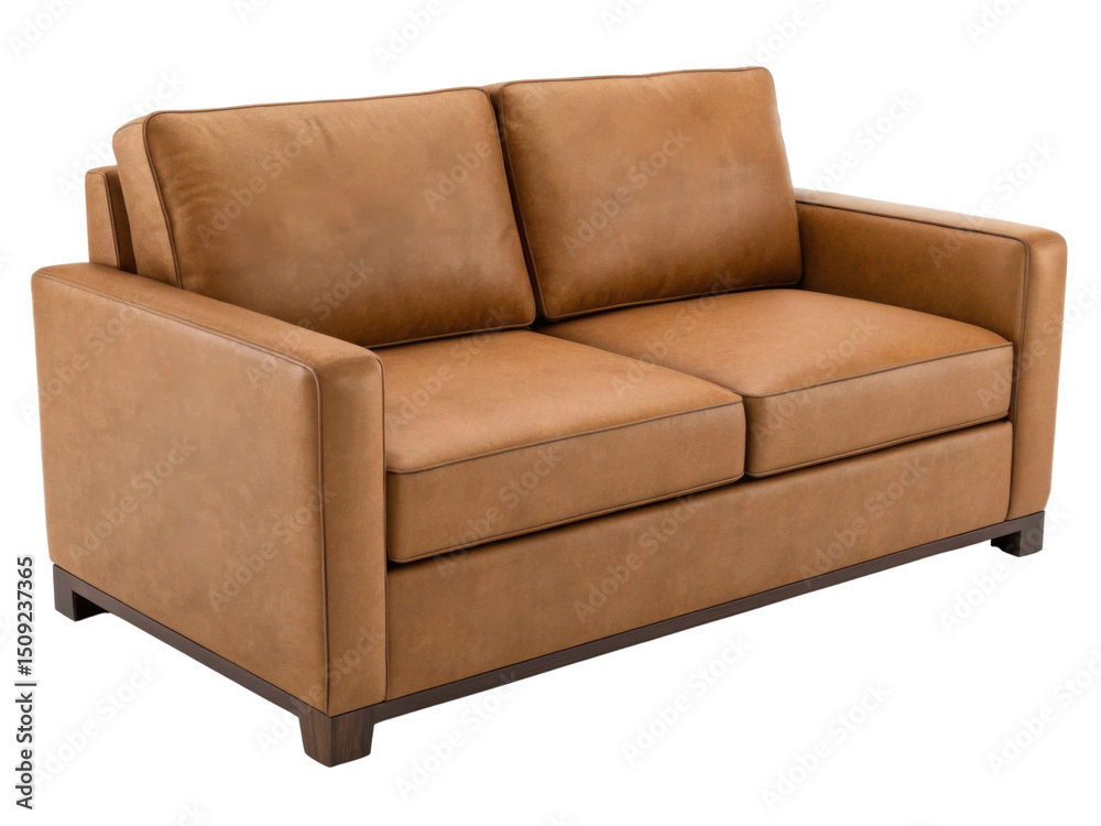Fototapeta premium Stylish nylon loveseat sofa with warm brown finish adds comfort to any living space