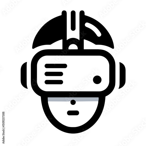 Vector virtual reality headset user image on transparent background for tech innovation concept