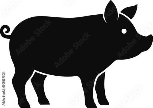 silhouette pig on the white background