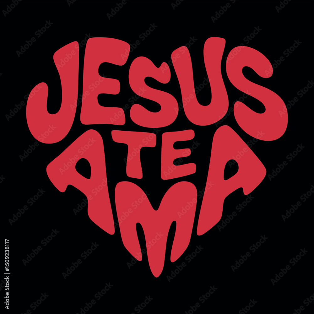 JESUS TE AMA escrito em formato de coração.