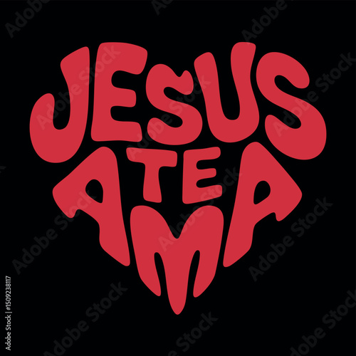 JESUS TE AMA escrito em formato de coração.