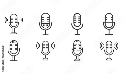 Microphone Icons set. variant microphone icon. Podcast microphone. web and mobile icons. vector illustration.