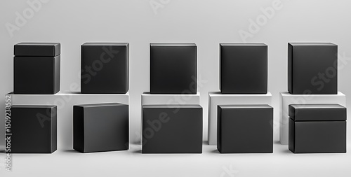 Elegant Black Box Packaging Mockup Versatile Design for Premium Products