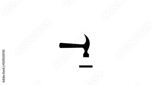 Hammer icon animation sign on white back ground. 4k video 